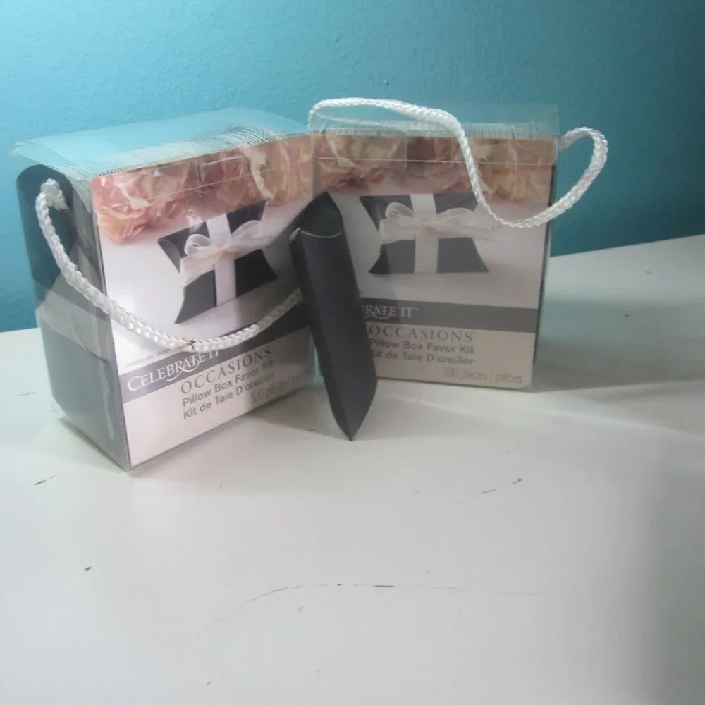 Pillow Box Favor Kit  200+ Black Foldable Individual Snack Treat Boxes 4.5